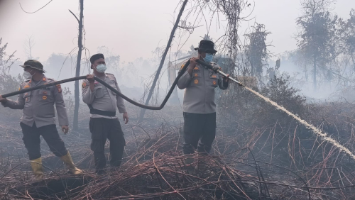 123 Personel Polres Kampar Diterjunkan Padamkan Api di Rimbo Panjang